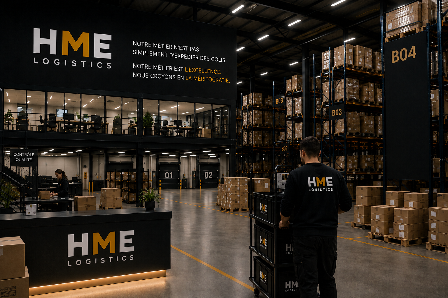 Entrepôt HME Logistics — infrastructure dédiée santé, bien-être & beauté